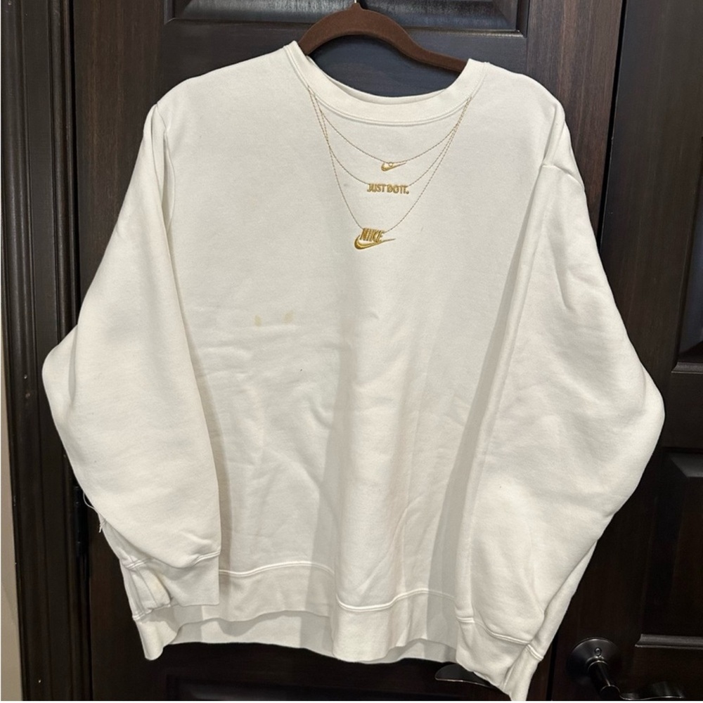 Nike White Sweatshirt with Gold Accents